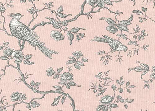 Textíliák français A Királyi Madarak Szövet - Vintage Pasztell Rózsaszín Ón-Fehér | Dupla-Szélesség Pamut Tervező Nyomtatás