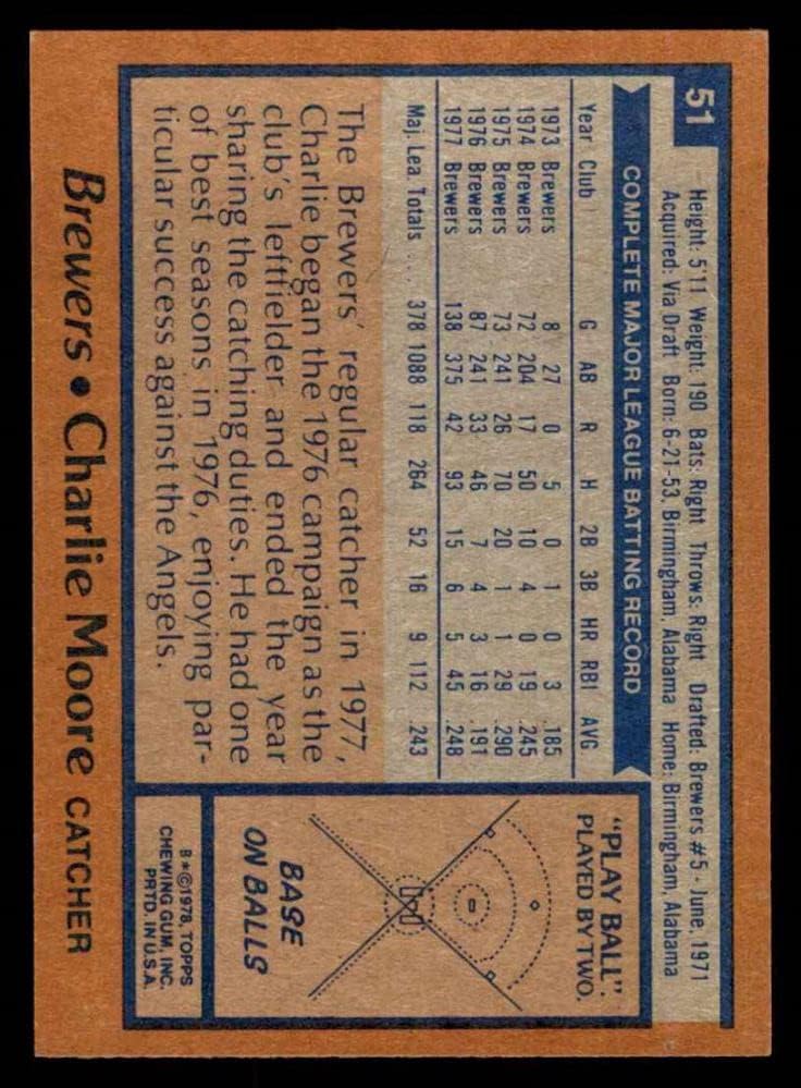 1978 Topps 51 Charlie Moore Milwaukee Brewers (Baseball Kártya) EX/MT Brewers