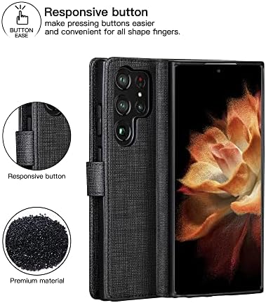 Foluu Samsung Galaxy S23 Ultra Tárca az Esetben, PU Bőr Flip Tok a [Ütésálló TPU Belső Ügy], Kitámasztó Kártya Slot Ultra