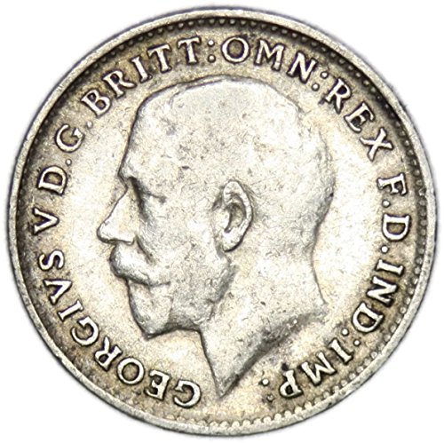 1919-ben egyesült KIRÁLYSÁG V. György Brit Ezüst három penny Jó