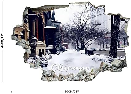 COCOKEN Amerikai Illinois Chicago Festmény Művészet Chicago City View 3D Fali Matricák Freskó Wall Art Kivehető Poszter Vinyl
