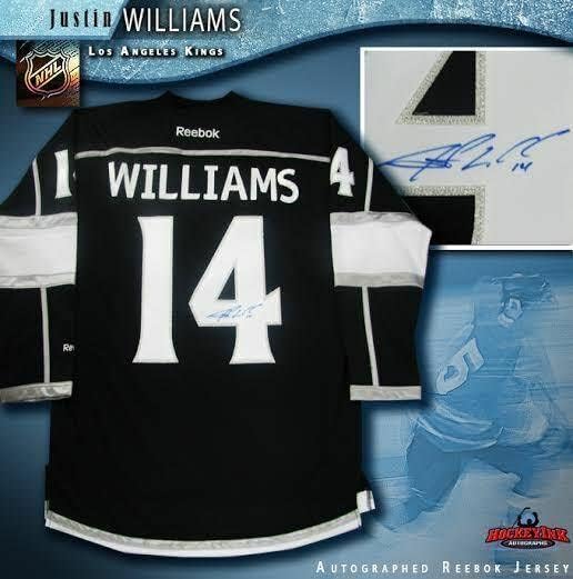 JUSTIN WILLIAMS Aláírt Los Angeles Kings Fekete Reebok Jersey - Dedikált NHL-Mezek