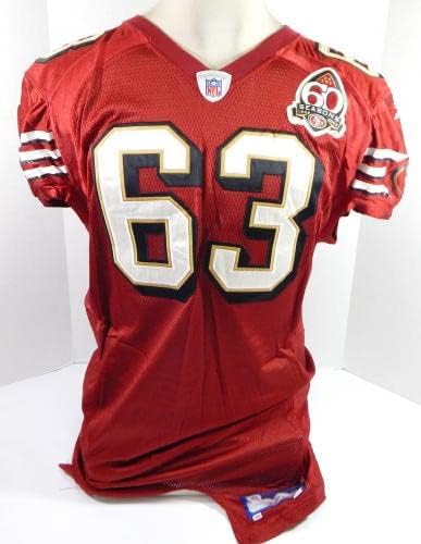 2006-ban a San Francisco 49ers B. Harris 63 Játék Használt Piros Mez 60 Évszakok Javítás 48 8 - Aláíratlan NFL Játék Használt