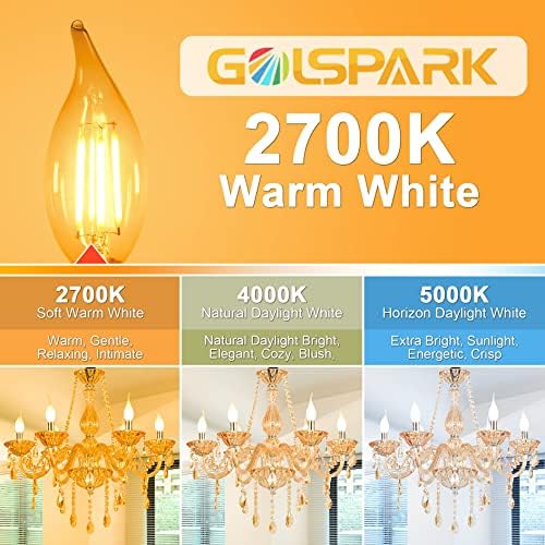 GOLSPARK 16P E12 LED Izzó Szabályozható 60 Watt Egyenértékű 2700K Meleg Fehér Típus B E12 Gyertyatartót LED Izzók, B11 Gyertya