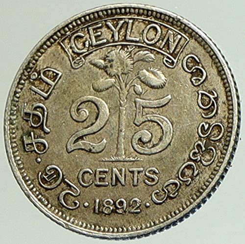1892 LK 1892 CEYLON most SRÍ LANKA-i BRIT Királynő, Victoria Genui 25 Cent Jó Hitelesített