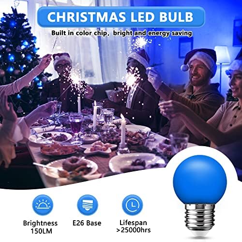 Flaspar Kék LED Izzó, G14 G45 Mini Globe String Izzók, E26 Színes Izzók Haza, Esküvő, Karácsony, Halloween Bár Buli Hangulat