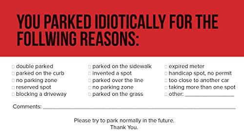 Szarok a Parkolás - Parkolt le, Mint egy Idióta! 100 kétoldalas Színes Rossz Parkolás Üzleti Kártyák.
