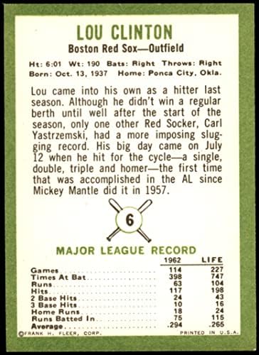 1963 Fleer 6 Lou Clinton Boston Red Sox (Baseball Kártya) NM Red Sox