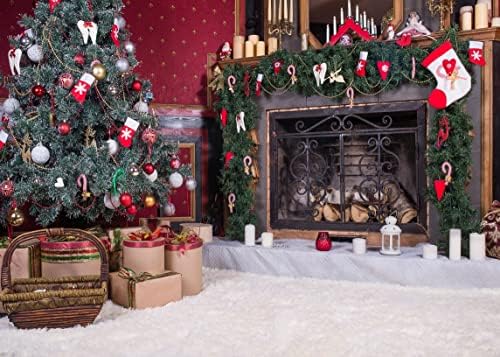 BELECO 10x8ft Szövet Karácsonyi Beltéri Dekoráció, Fotózás Hátteret, Kandalló karácsonyfa, Ajándékok Háttér Karácsonyra újévi