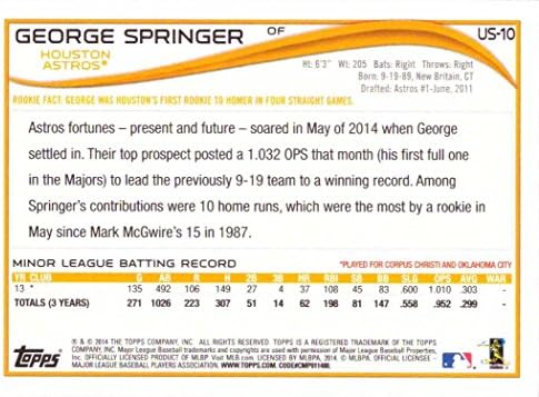 2014 Topps Frissítés Baseball MINKET-10 George Springer Újonc Kártya