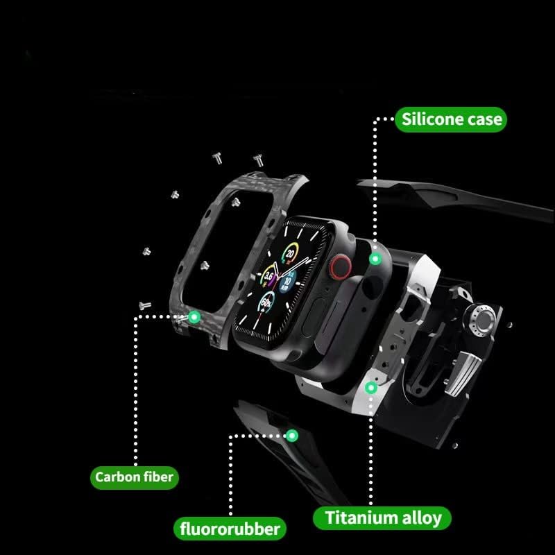 ZEDEVB Szénszálas védőtok Apple óra 8 7 45mm Szilikon óraszíj high-end módosítás tartozékok iwatch 6 5 SE 44mm