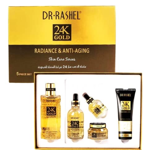 Dr. Rashel 24 karátos Arany Ragyogás & Anti-Aging bőrápoló Sorozat (5 darabos Készlet) + 1 Db Kristály Kollagén Arc Hidratáló