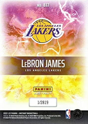2021-22 Panini Azonnali Szakadár B17 LeBron James Kosárlabda Kártya Lakers