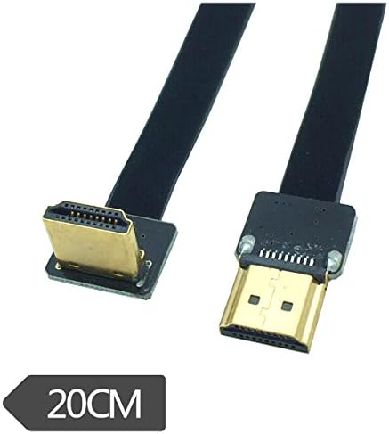 Kework FPV HDMI Kábel, 20cm FPV HDMI Vékony, Lapos Kábel, 90 Fokos Felfelé Szabványos HDMI Férfi Interfész Szabvány HDMI