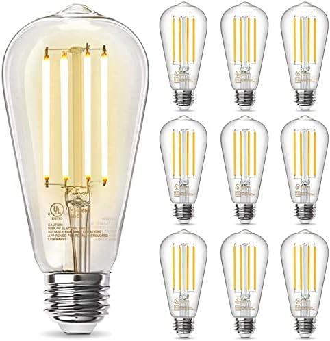 TJOY Edison Izzók 60W Egyenértékű 10 Csomag, Szabályozható Vintage LED Izzók, E26 Közepes Bázis, Meleg Fehér, 2700K, ST58,