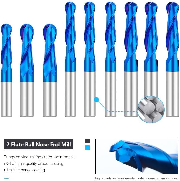 DUPHA 1db Nano Kék Bevont gömbvégű szármarók, 3.175/4/6/8/10/Szár 12mm-Karbid Maró Maró CNC Router Kicsit Gravírozás CNC