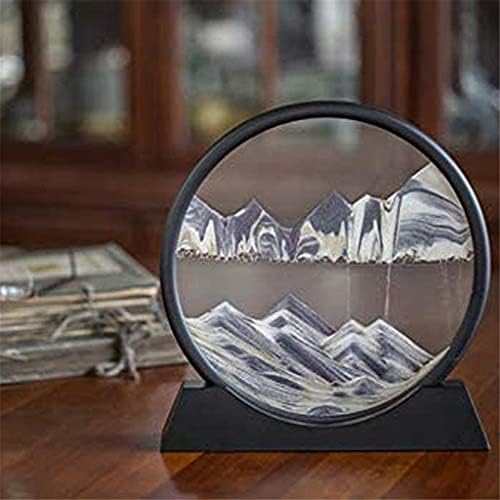 WODMB Dekoráció Szobor, 12 colos Mozgó Homok Art Kép Kerek Üveg 3D-s Mély-Tengeri Sandscape a Mozgás Megjelenítése Áramló