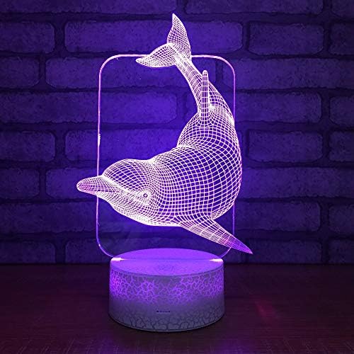 Jinnwell 3D Hal Delfin Éjszakai Fény Lámpa Illúzió 7 Szín Megváltoztatása Érintse meg a Kapcsoló Táblázat Asztal Dekoráció