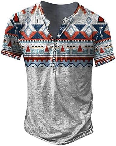 2023 Azték Nyugati Etnikai Mens Pólók Nagyméretű Gomb T-Ing, Slim Fit Grafikus Póló, Rövid Ujjú, Nyári Felsők