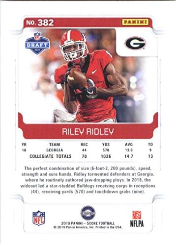 2019 Pontszám Foci 382 Riley Ridley Georgia Bulldogs Kezdő RC Hivatalos NFL Kereskedelmi Kártya által Panini