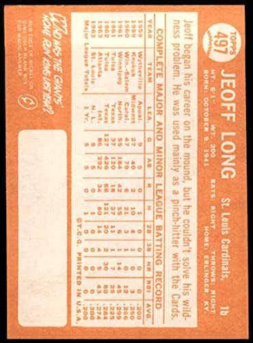 1964 Topps 497 Jeoff Hosszú St. Louis Cardinals (Baseball Kártya) EX Bíborosok