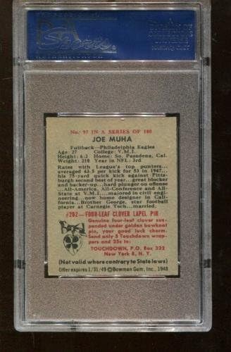 Joe Muha Aláírt 1948 Bowman 97 Dedikált Eagles D:1993 Ritka PSA 19547888 - Foci Asztalon Régi Kártyák