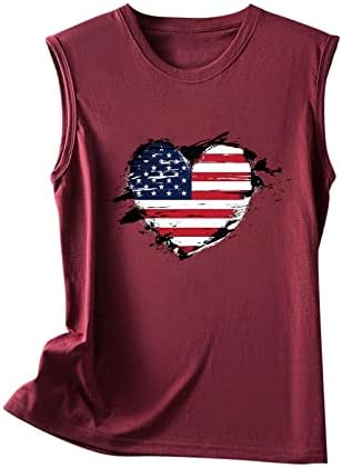 Aranyos Amerikai Zászló Tank Felső Női Nyári Ujjatlan Póló Alkalmi Felső Szív Leopárdmintás Grafikus Hazafias póló