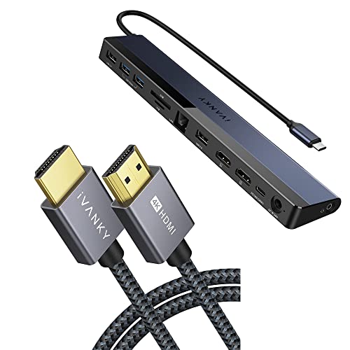 iVANKY 12-in-1 USB C Dokkoló Állomás Adaptert, majd a 4K HDMI Kábel 6.6 ft