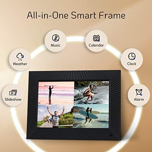 NexFoto 1080P Smart 10.1 Col Digitális Képkeret 32 gb-os, 2.4 GHz/5 ghz-es Dual-Band Digitális Képkeret IPS érintőképernyő,