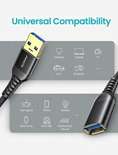 AINOPE 2 Csomag USB 3.0 Kábelt A Típusú Férfi-Nő Hosszabbító 3.3 FT Tartós Fonott Anyag Gyors Adatátvitel Kompatibilis USB-Billentyűzet,Egér,pendrive,