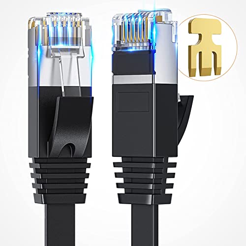 Ximeges Cat 6 Ethernet-Kábel, 30FT Lapos nagysebességű Internet & Hálózati Kábel, Árnyékolt, Beltéri & Kültéri Használatra,