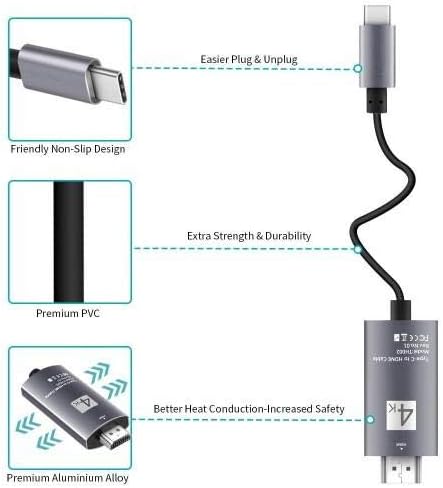 BoxWave Kábel Kompatibilis a SteelSeries Arctis 7X+ (Kábel által BoxWave) - SmartDisplay Kábel - USB-C-Típusú HDMI - (6 ft),