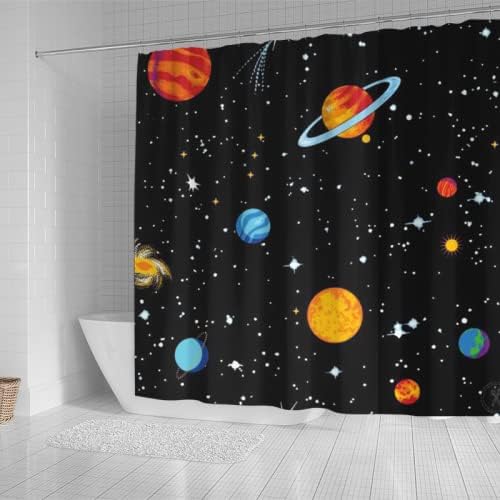 A plútó Vízálló zuhanyfüggöny Fürdőszoba, Galaxy Illusztráció Kád Kiegészítők, Gyerekek Fürdőszoba Decor (50x108 hüvelyk)