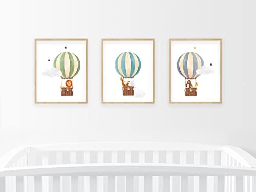 bumbleboo Hőlégballon Safari Állatok Gyerekszoba Fali Ujjlenyomat, Játék Szoba Dekoráció, Gyerekszoba Fali Művészet, Gyerek