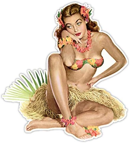 Címlap pin-up pin-up Hawaii Lány Matrica, Matrica 4 x 4