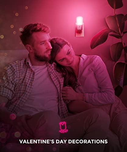 LOHAS Rózsaszín Éjszakai Fény, Szabályozható Plug Éjszakai Fény Alkonyat Hajnal Érzékelő, Fényerő Állítható 5-80Lm, Romantikus
