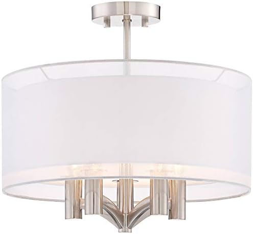 Possini Euro Design Caliari Modern Mennyezeti Lámpa Félkör süllyeszthető Lámpatest matt Nikkel 18 Széles 5-Fény Puszta Ezüst
