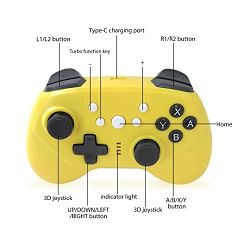 Vezeték nélküli Bluetooth Vezeték nélküli Gamepad videojáték-Konzol Vezérlő USB Joystick Vezérlés NS-Kapcsoló PC Android(Sárga)