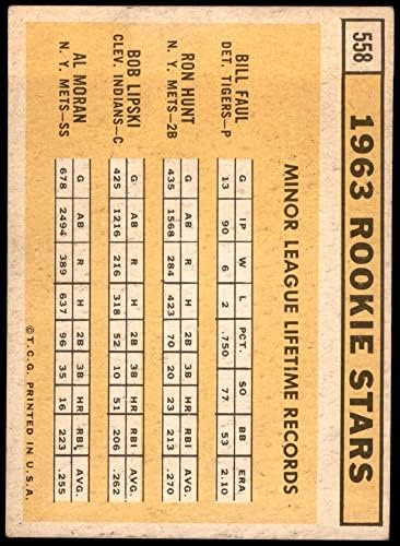 1963 Topps 558 Újonc Csillagok Ron Vadászat/Bill Faul/Al Moran/Bob Lipski 2 - Mets/Tigris/Indiánok (Baseball Kártya) VG/EX