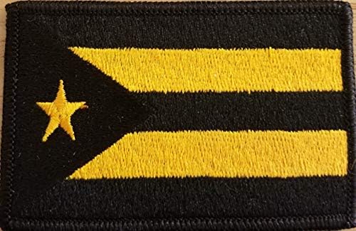 Puerto Rico Zászló Hímzett Javítás Rögzítő Hordozó Hook & Hurok Morál Taktikai Váll Jelkép Fekete-Arany Színben, Fekete Határon