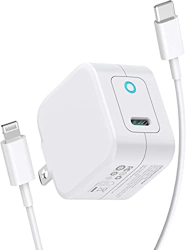[Apple Mpi Hitelesített] iPhone Gyors Töltő, GEONAV 20W Teljesítmény GaN III USB-C Fali Töltő Összecsukható Plug&6FT C-Típusú