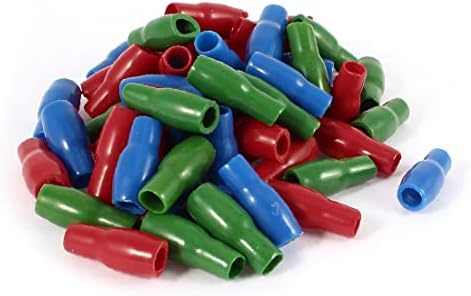 X-mosás ragályos 60 Db Lágy PVC Vezeték V-3.5 4mm2 Hullám Terminális Vég Szigetelt Ujjú Borító Zöld, Piros, Kék(ÚJ LON0167