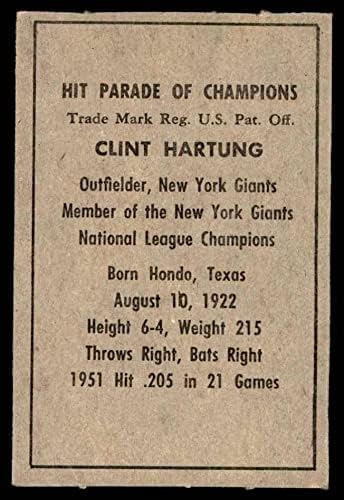 1952 Berk Ross Clint Hartung (Baseball Kártya) EX/MT