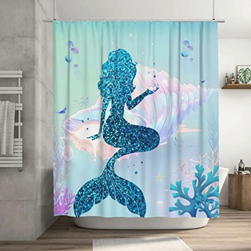 A kék Gyémánt Hableány zuhanyfüggöny Korall Kagyló Bohém Zuhanyzó Függöny Szett a Fürdőszoba Trippy Medúza Hal Mérleg Modern
