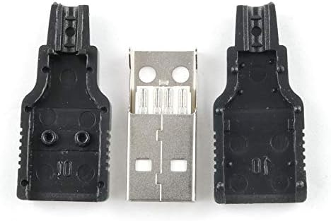 E-kiemelkedő USB 2.0 Csatlakozó 10DB USB 2.0 Típusú Férfi 4-Tűs Csatlakozókkal Fekete Műanyag borítás DIY Aljzat