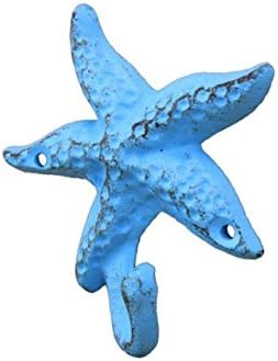 Hampton Tengeri Rusztikus Csillag Horog 6, Dekoráció-Vintage Antik Öntöttvas, Szilárd Világos Kék