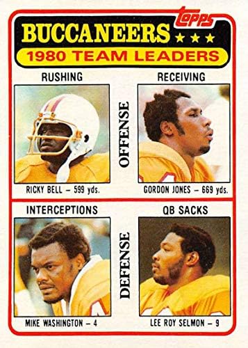 1981 Topps 169 Ricky Bell/Gordon Jones/Mike Washington/Lee Roy Selmon Buccaneers TL NFL Labdarúgó-Kártya NM-MT