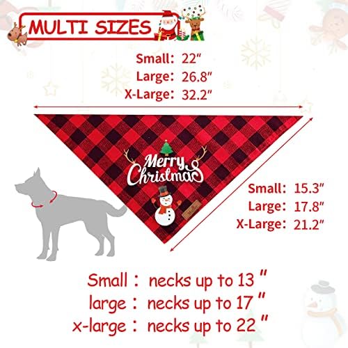 Malier 2 Csomag Karácsonyi Kutya Kendő, Klasszikus Piros, Zöld, Buffalo Kockás mintás Kutya Kendő Háziállatok Sál Háromszög