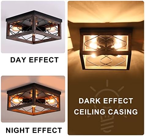 ANQIANYUE Parasztház süllyeszthető Mennyezeti Lámpa Fekete Rusztikus Fa Tér 4-Fény az Előszobában Folyosó, Konyha, Mosoda
