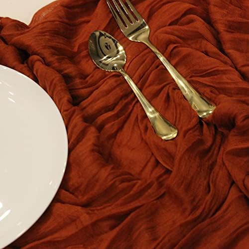 Köd Sikátorban 10 Pack Terrakotta Cheesecloth asztali Futó - 35 x 120 Ránc asztali Futó 120 Cm Hosszú Rusztikus Esküvői Dekoráció